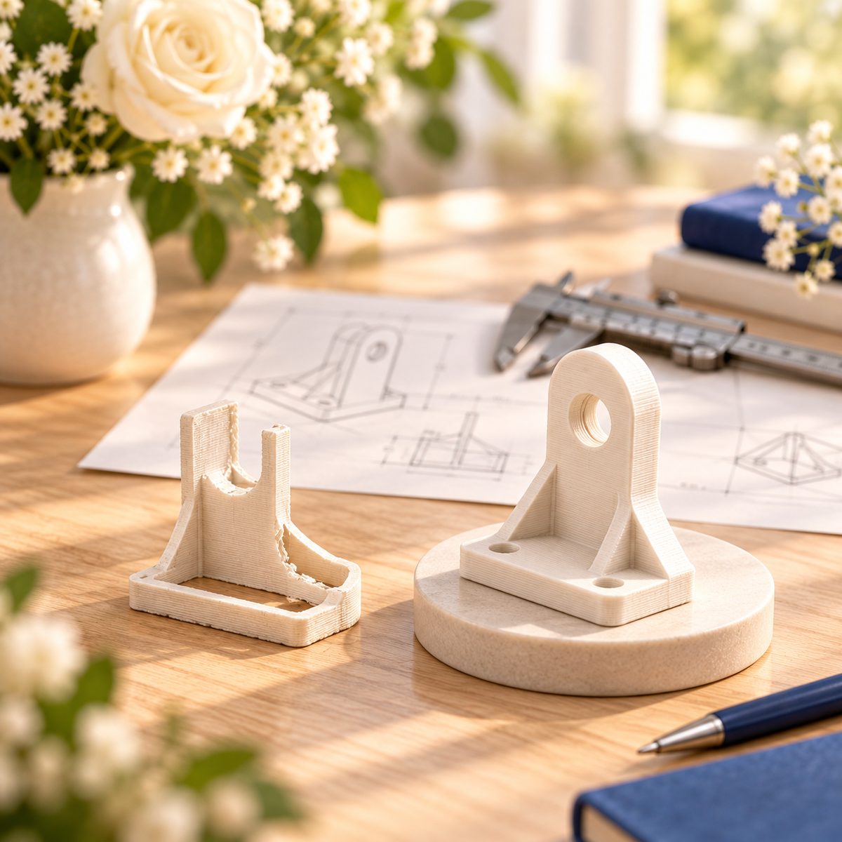 Voor en na het aanpassen van een 3D-bestand voor printen