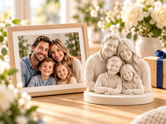 Voorbeeld van een persoonlijk 3D-beeldje gemaakt op basis van foto's